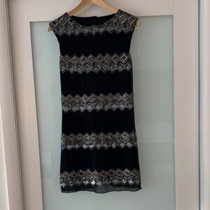 Alice + Olivia Beaded Black and Silver Women's Dress, Size 0